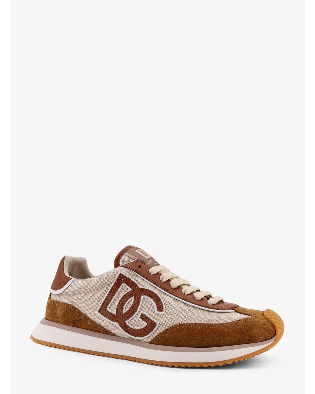 Dolce & Gabbana Brown Dg Cushion Canvas With Side Logo Sneakers for men