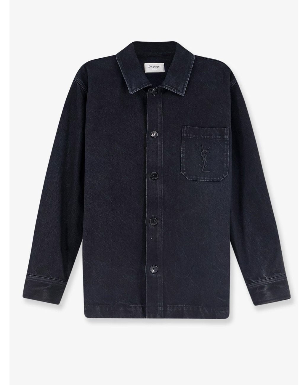 Saint Laurent Blue Cassandre Denim Overshirt for men