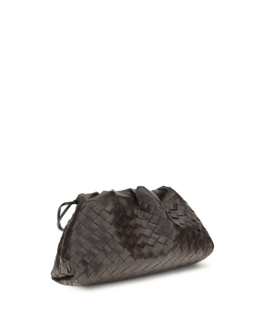 Bottega Veneta Gray Drawstring Pouch Leather