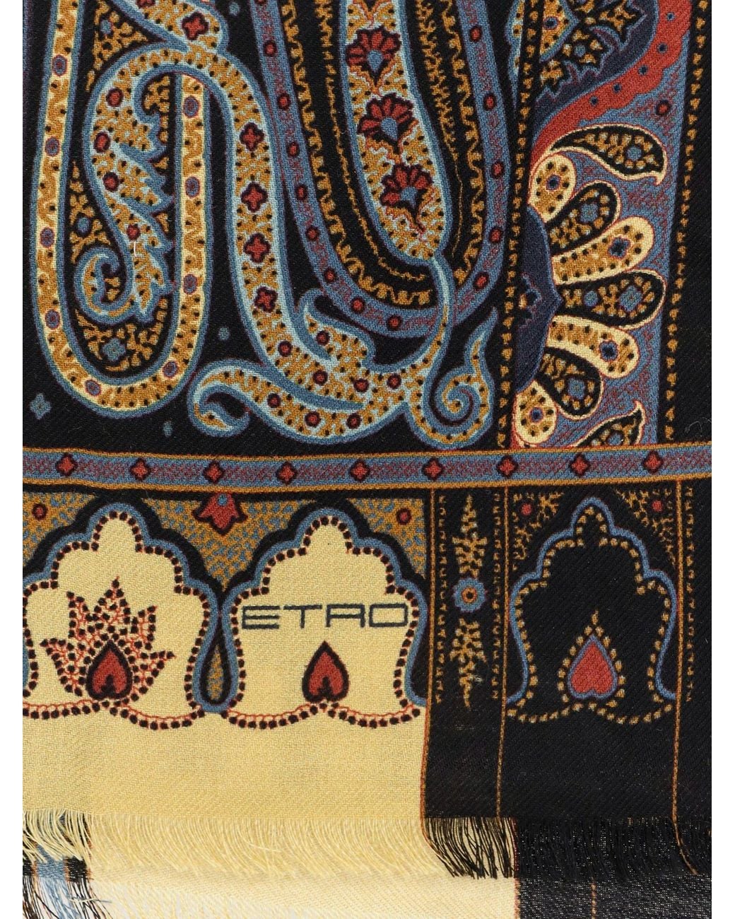 Etro Blue Wool And Silk Scarf
