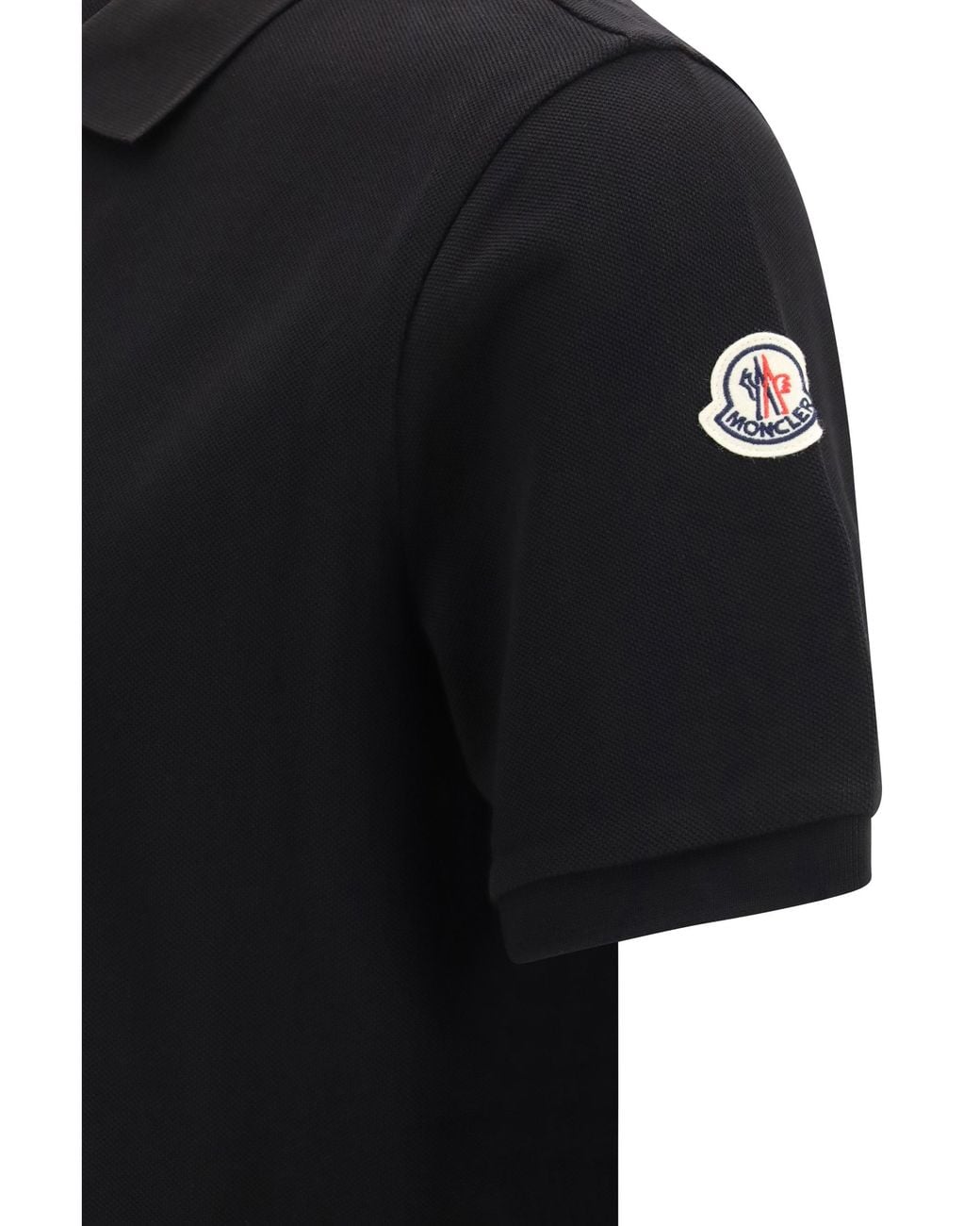 Moncler Black Cotton Piqué Polo Shirt With Logo for men