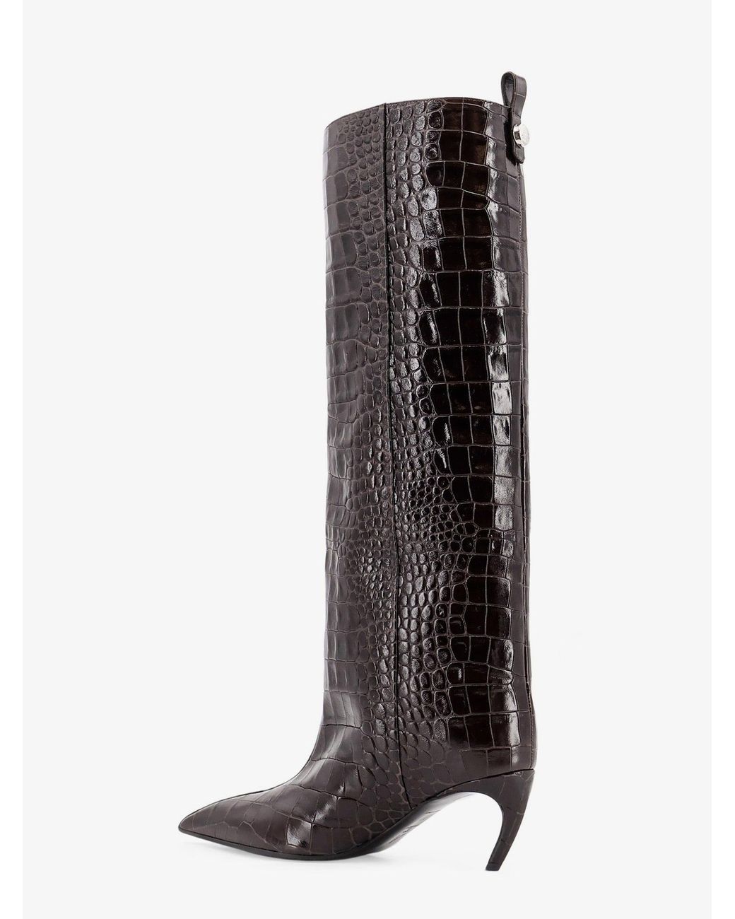 The Attico White Lea Leather Crocodile Print Boots