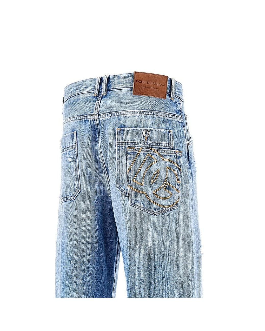 Dolce & Gabbana Blue Dolce&Gabbana Distressed Denim Over Pants for men