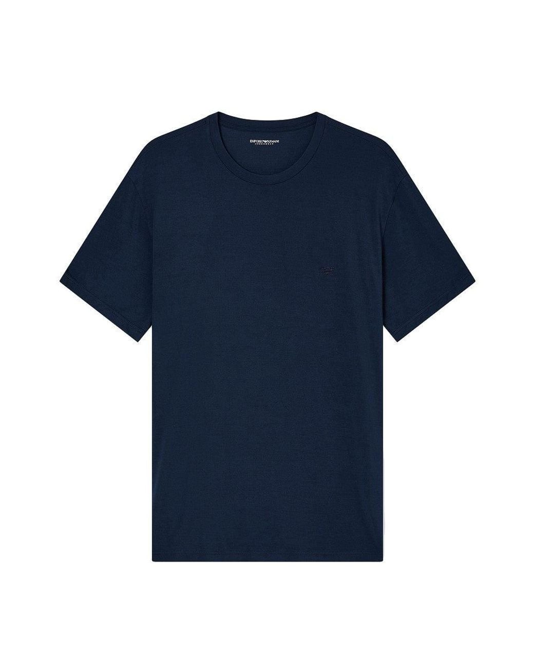 EA BODYWEAR Blue Stretch Modal Crewneck T-Shirt for men