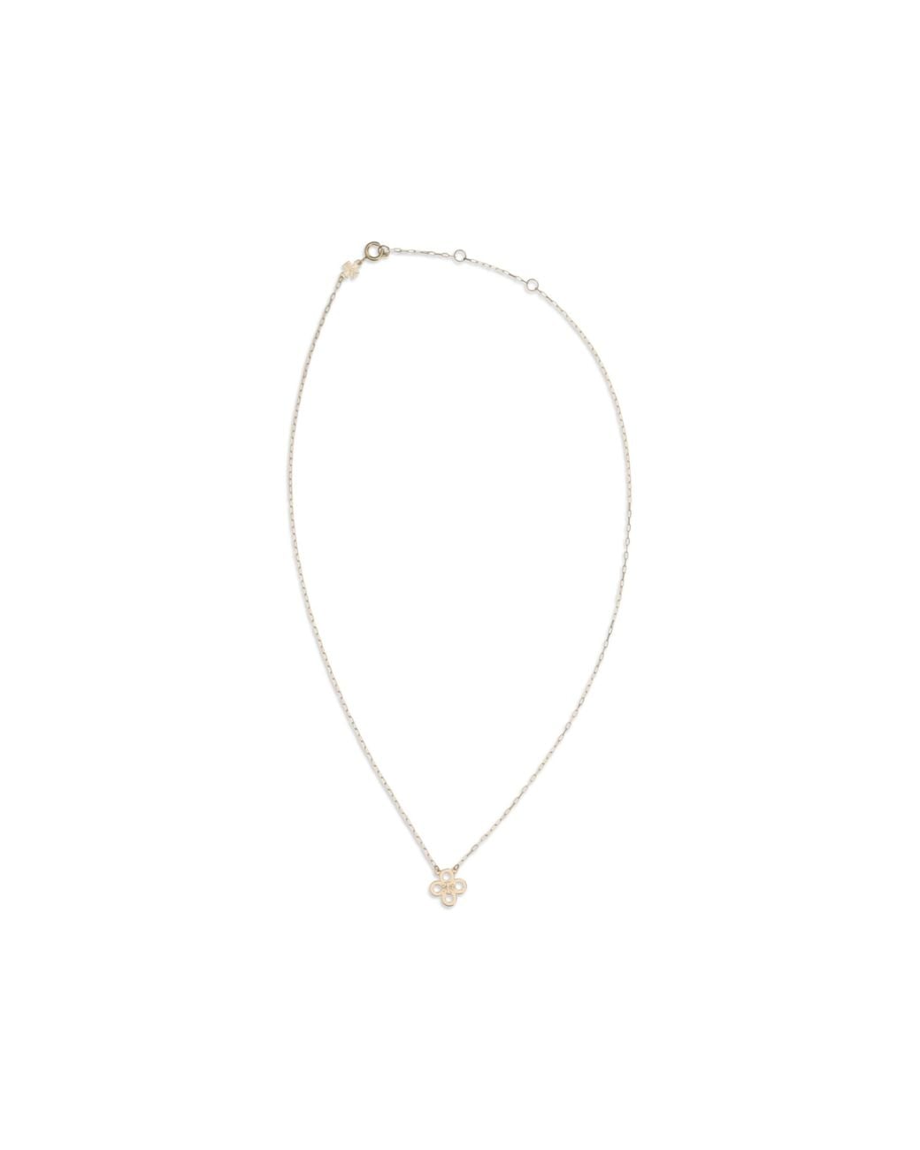 Tory Burch White Forget Me Not Clover Pendant Necklace Tory