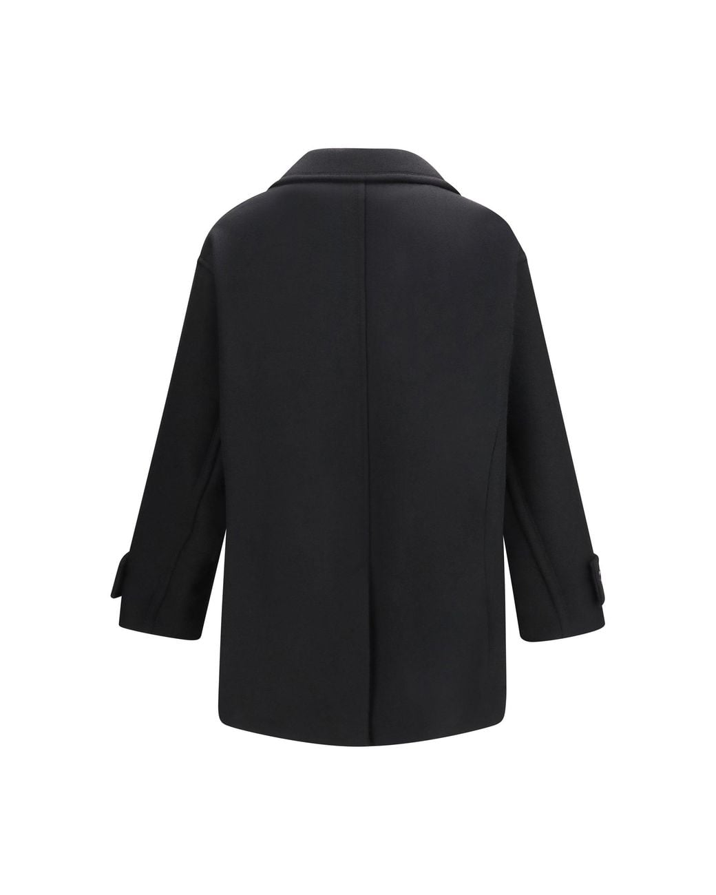 AMI Black Wool Pea Coat for men