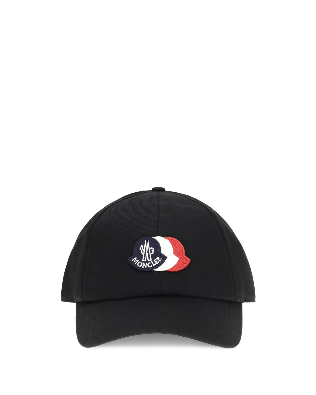 Moncler Black Baseball Cap With Tricolour Logo for men