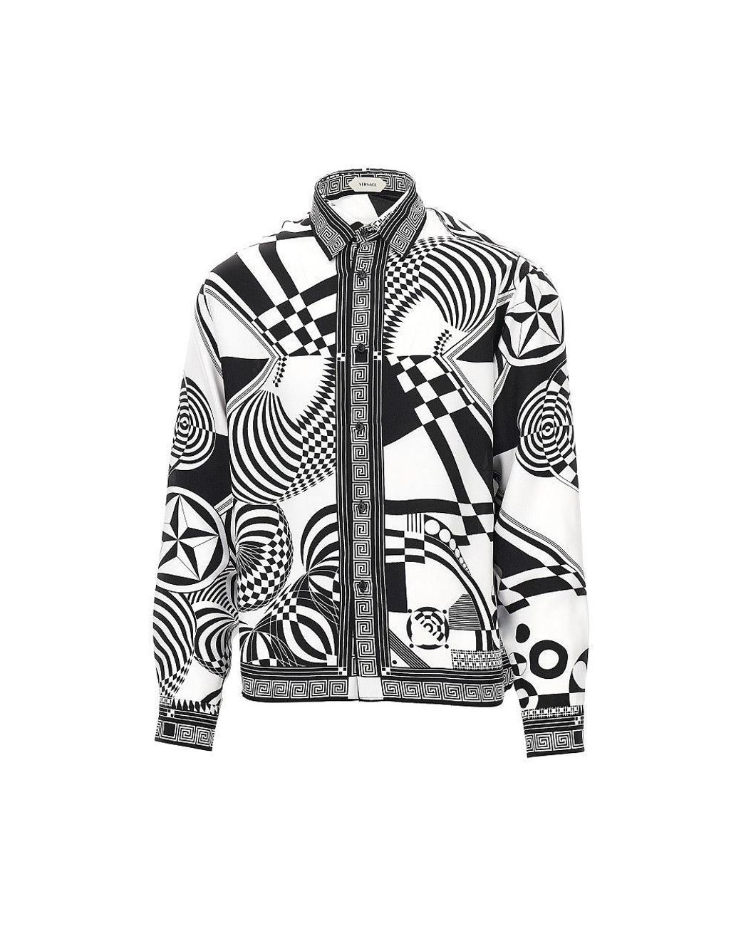 Versace Black Printed Silk Twill Shirt for men