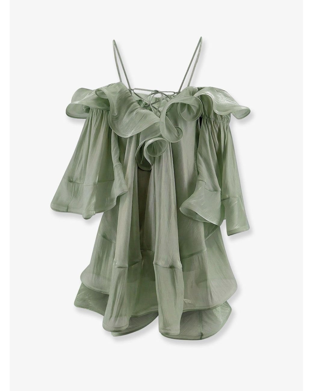 ACTUALEE Green Dress With Rouches
