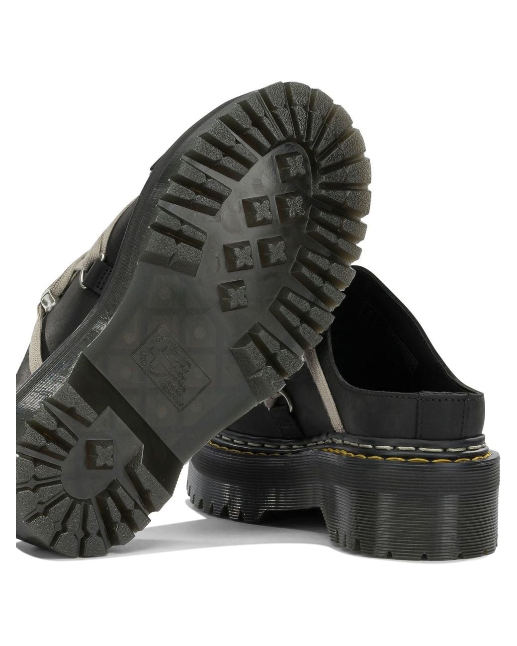 Rick Owens Black X Dr. Martens Quad Sole Megalace Mules