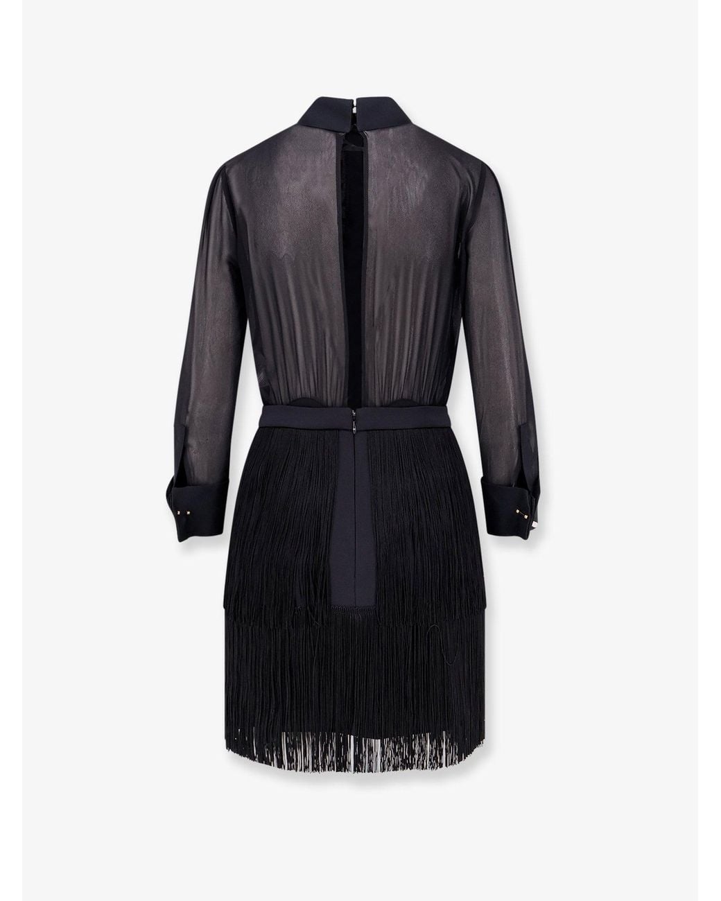 Elisabetta Franchi Black Viscose Dress With Ruffles