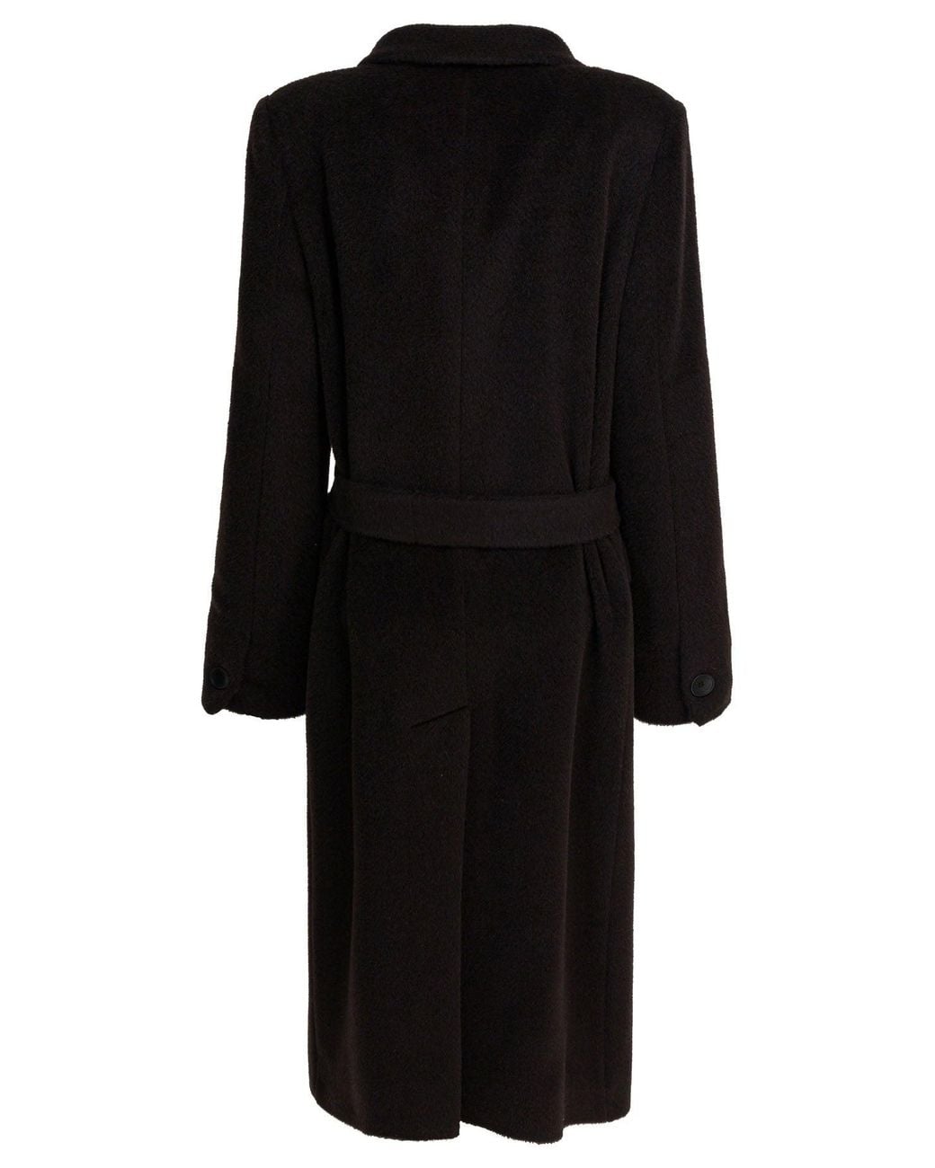 Tagliatore Black Alpaca Wool Coat