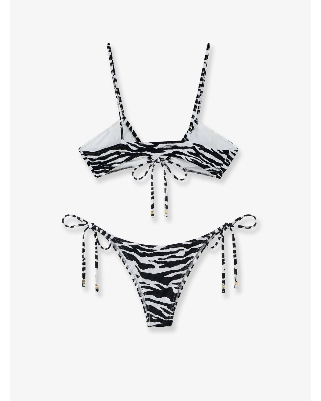 The Attico White Il Primo Bagno Lycra Bikini With Zebra Print