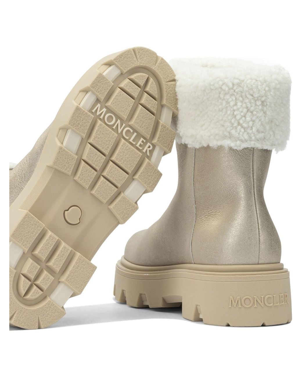 Moncler Natural "Aurea" Shearling Ankle Boots