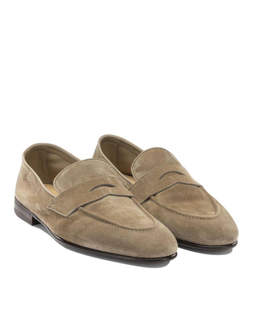 Brunello Cucinelli Gray Suede Loafers Loafers & Slippers Beige for men