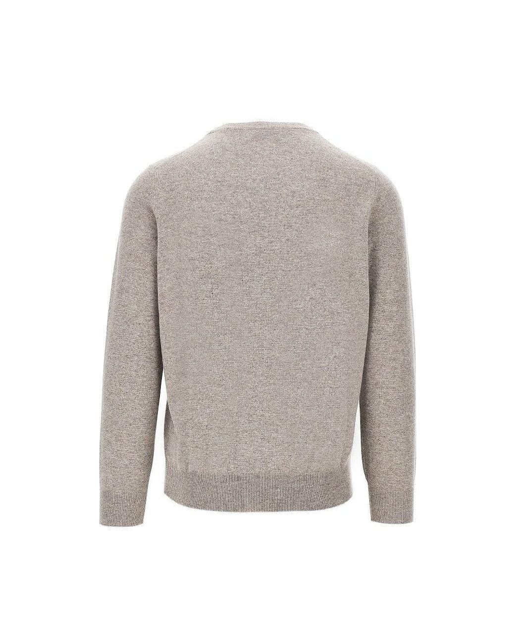 Brunello Cucinelli Gray Cashmere Crewneck Sweater for men