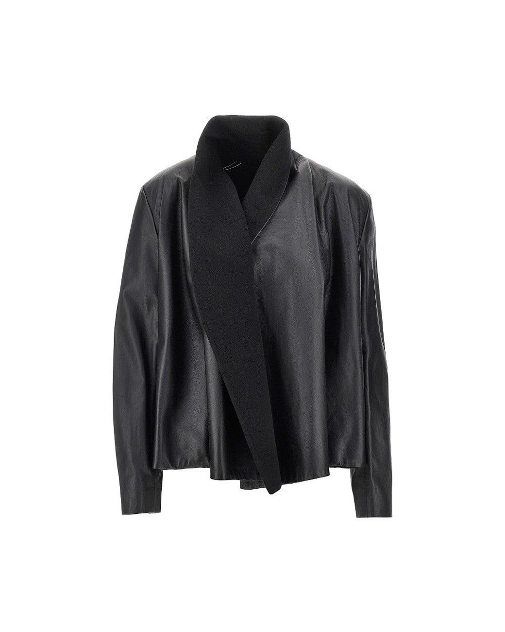 Totême Black Scarf Collar Leather Jacket