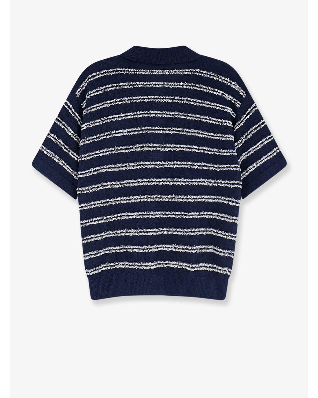 Moncler Blue Cotton Blend Polo Shirt With Boucle Effect