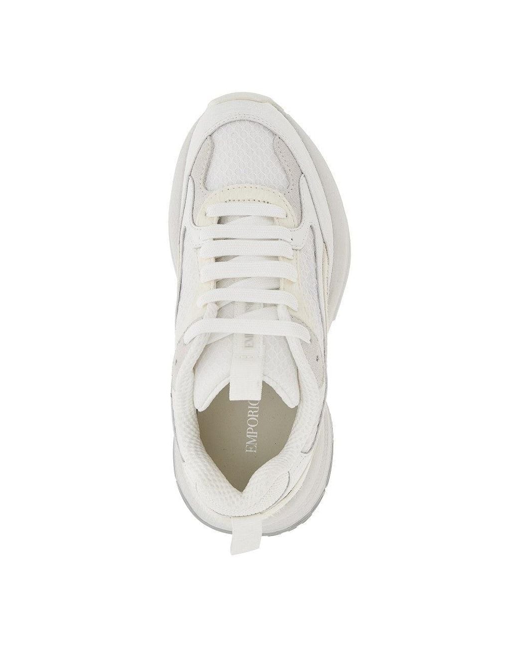 Emporio Armani White Mesh Sneakers With Leather Details