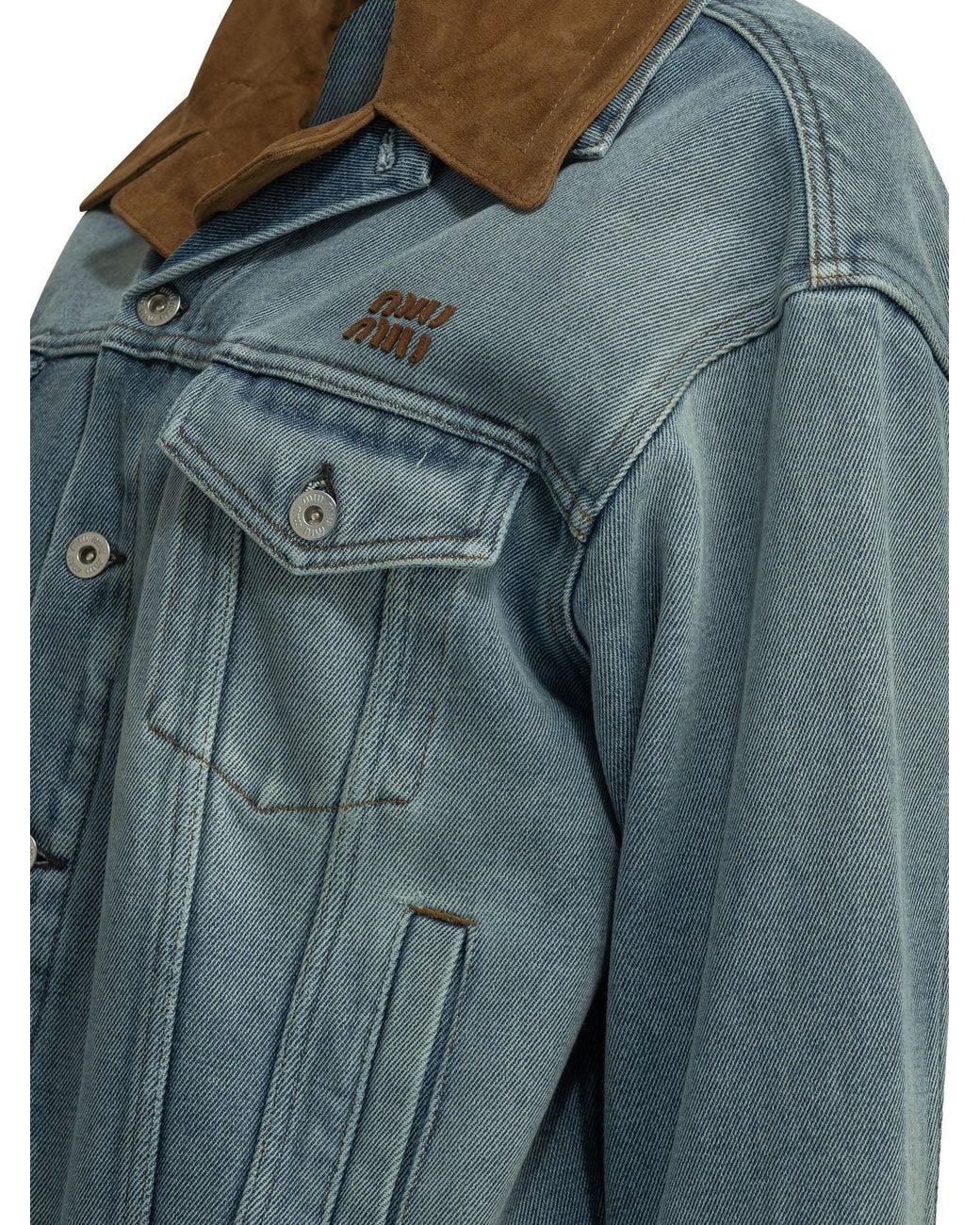 Miu Miu Blue Denim Jacket With Logo
