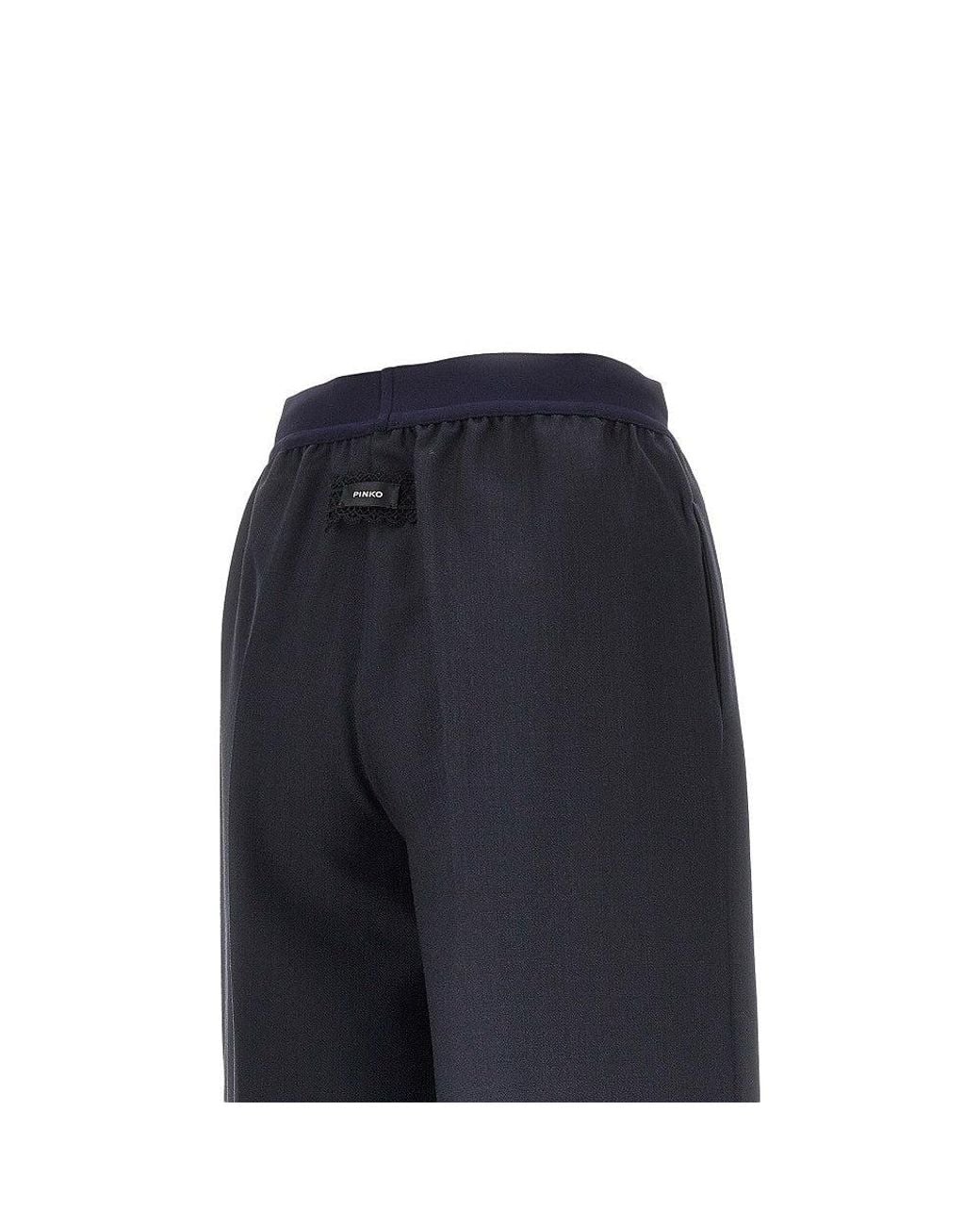 Pinko Blue Stretch Wool-Blend Wide-Leg Pants