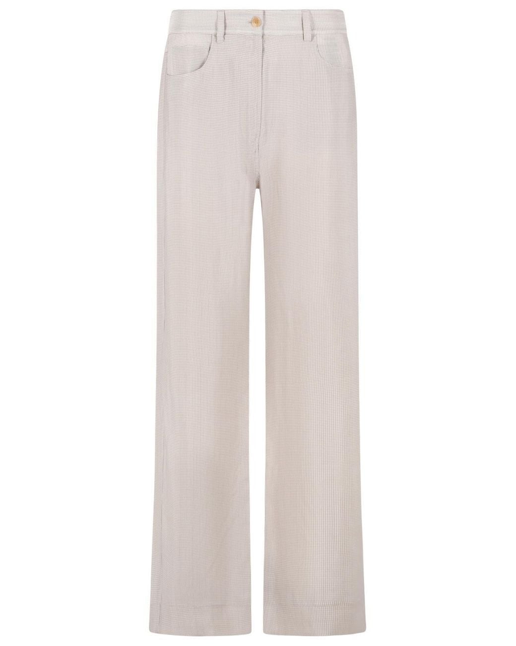 Acne White 'Check Casual' Cupro Pants
