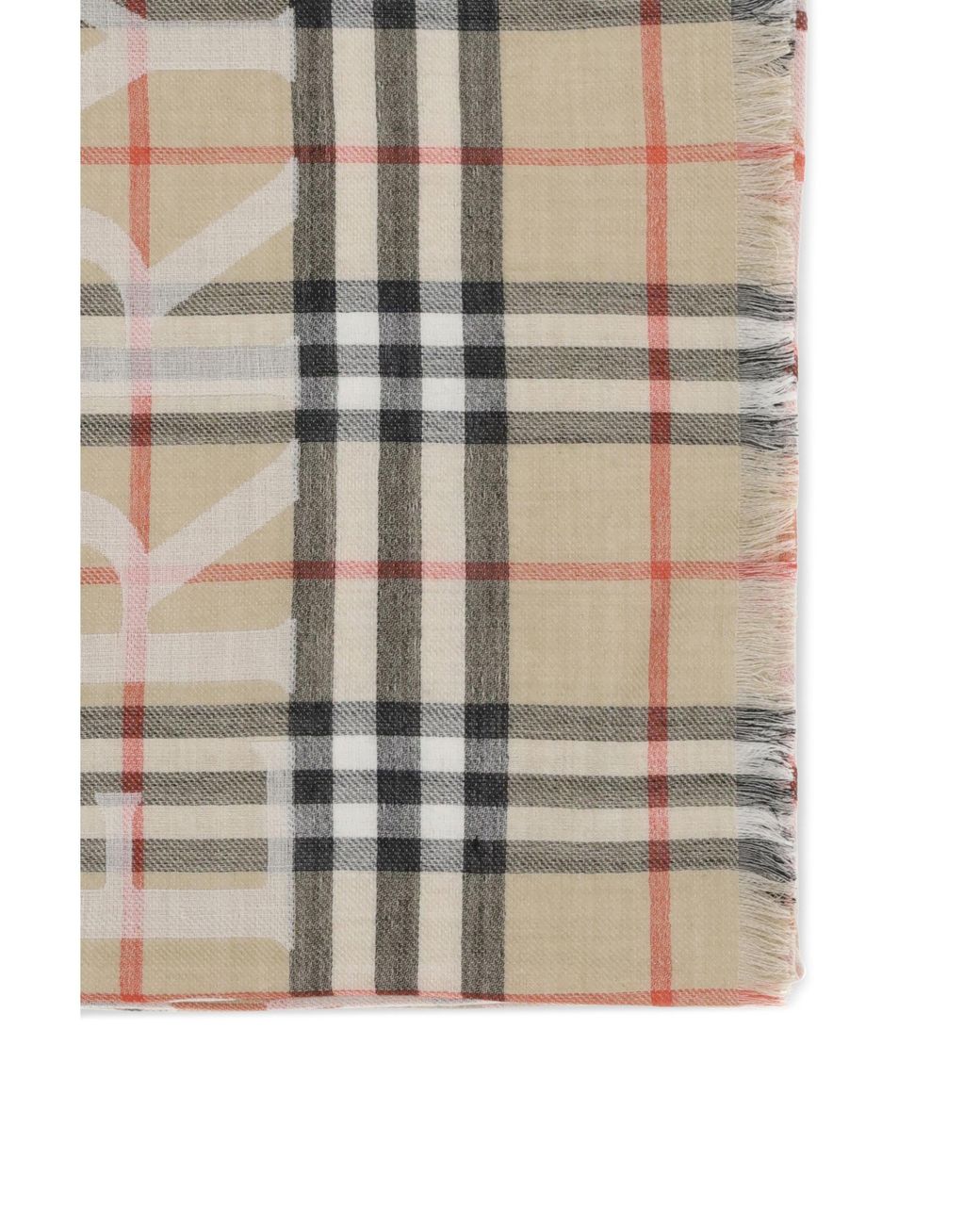 Burberry White Wide Wool And Silk Check Scarf With Ekd for men