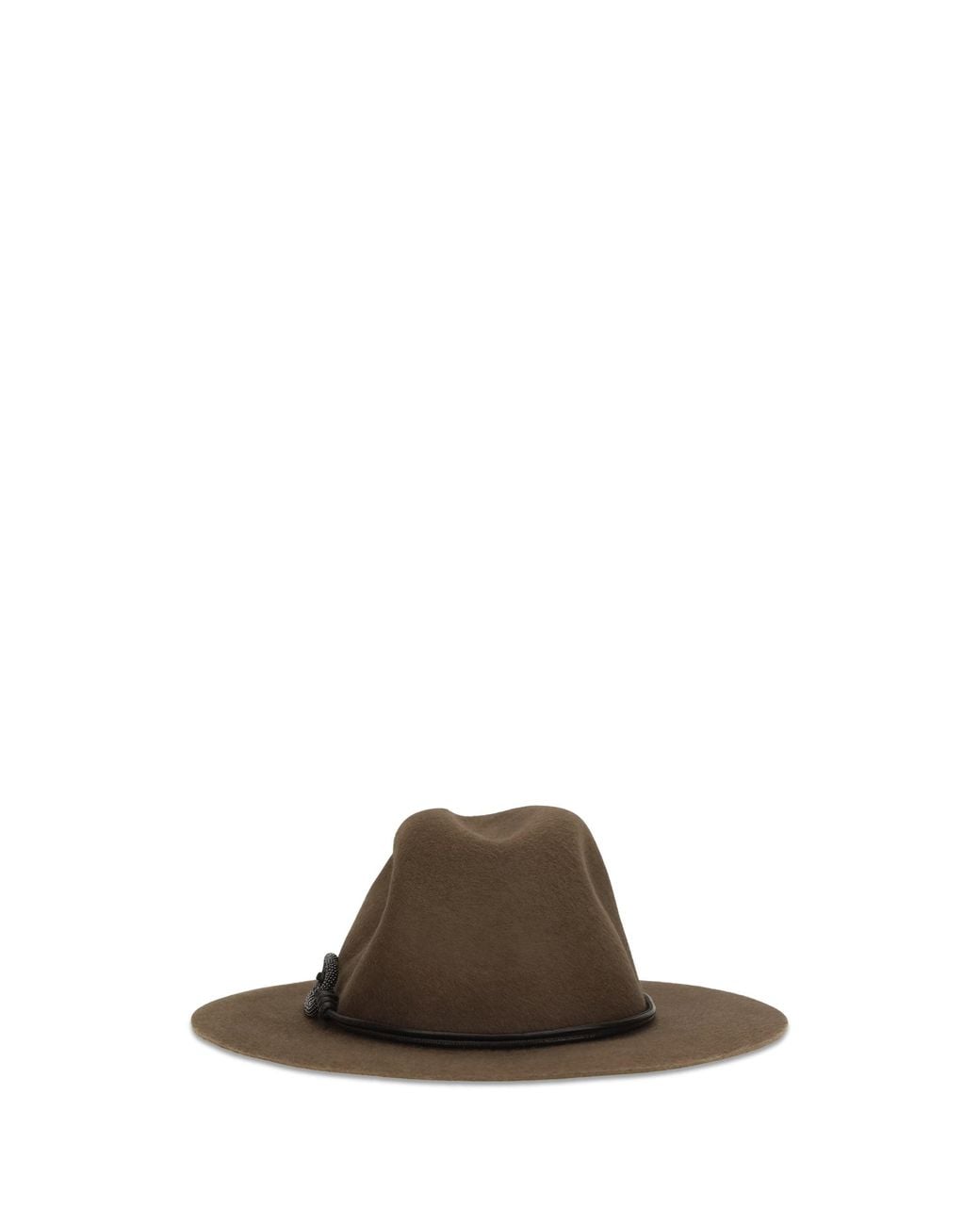 Brunello Cucinelli Brown Felt Fedora Hat Moka