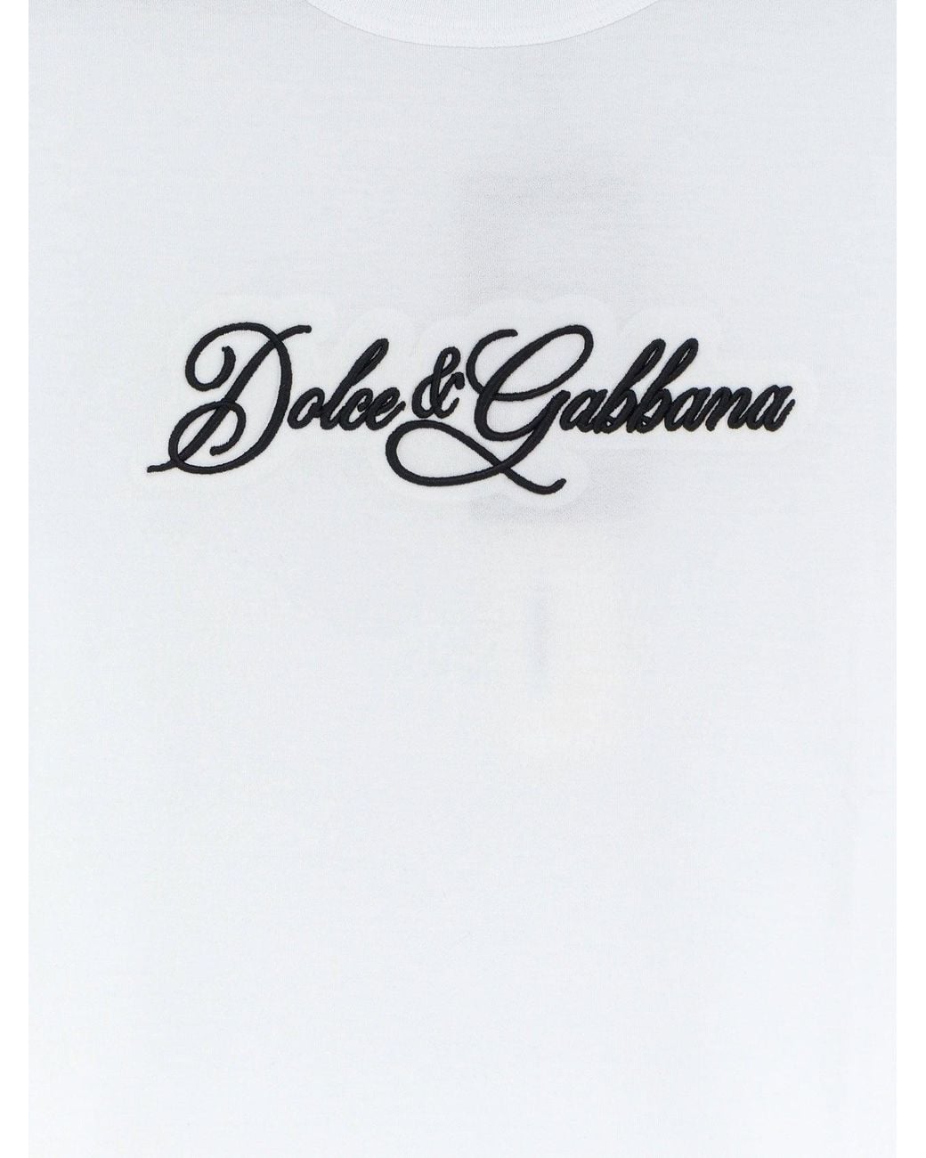 Dolce & Gabbana White Cotton T-Shirt With Logo for men