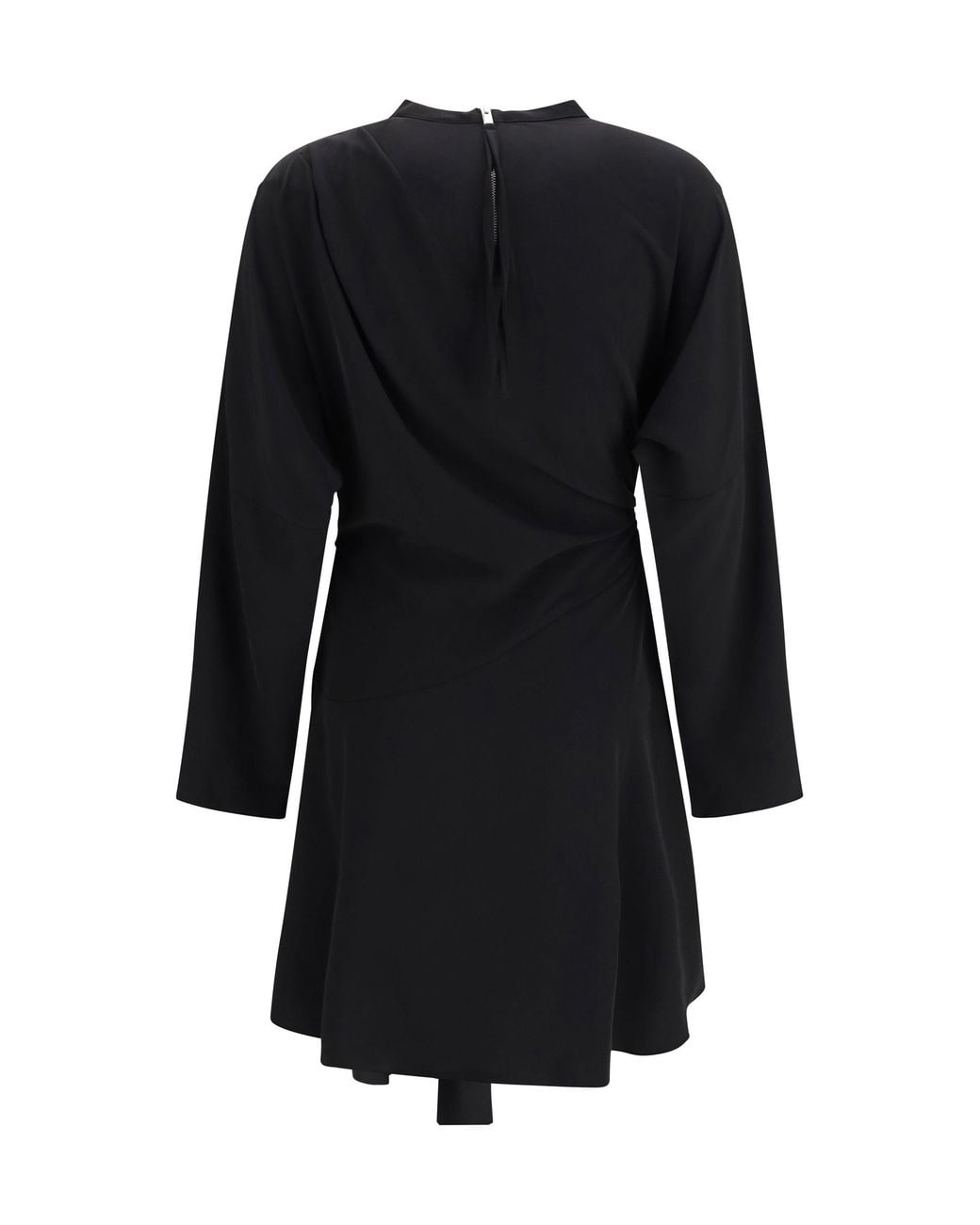 Ganni Black Draped-Knot Crepe Mini Dress