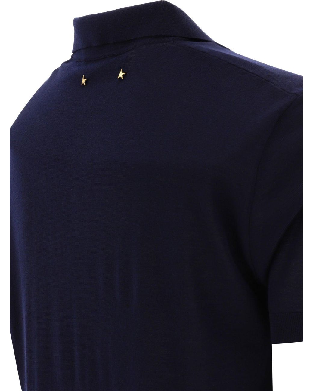 Golden Goose Deluxe Brand Blue Merino Wool Polo Shirt for men