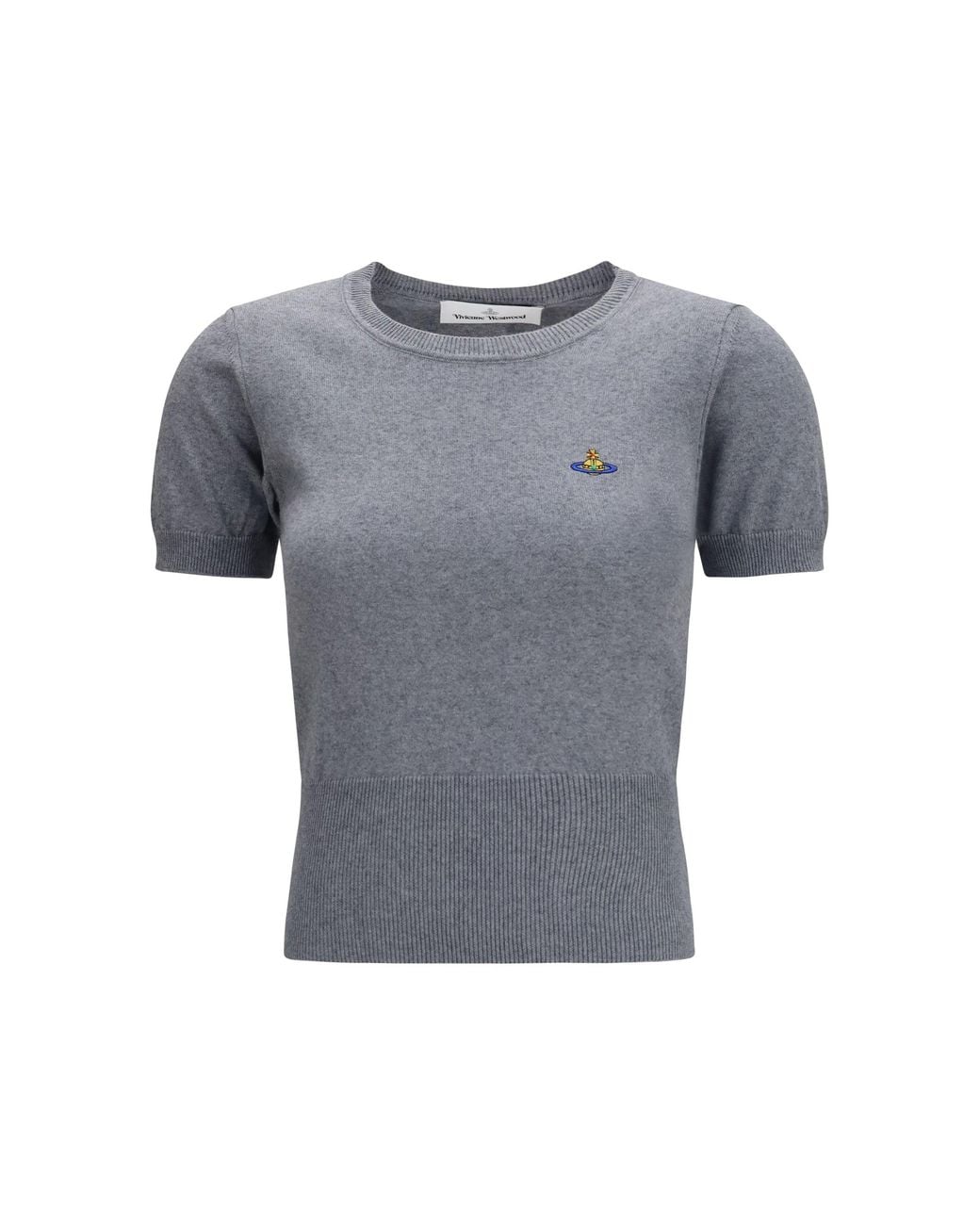 Vivienne Westwood Gray Top Bea Melange Cotton Cashmere Dark Tops