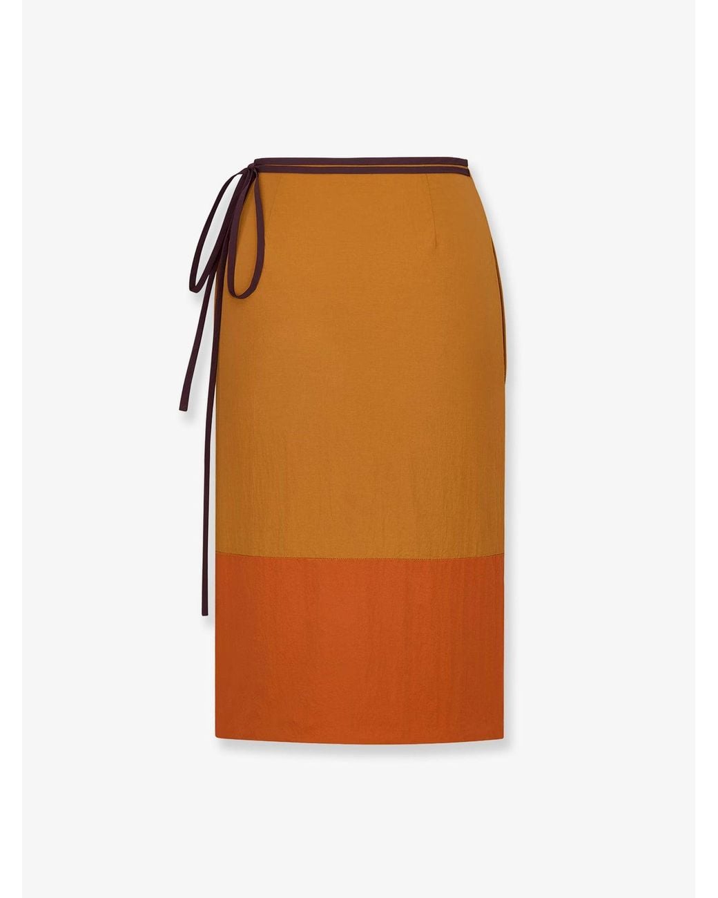 Saint Laurent Orange Nylon Pencil Skirt