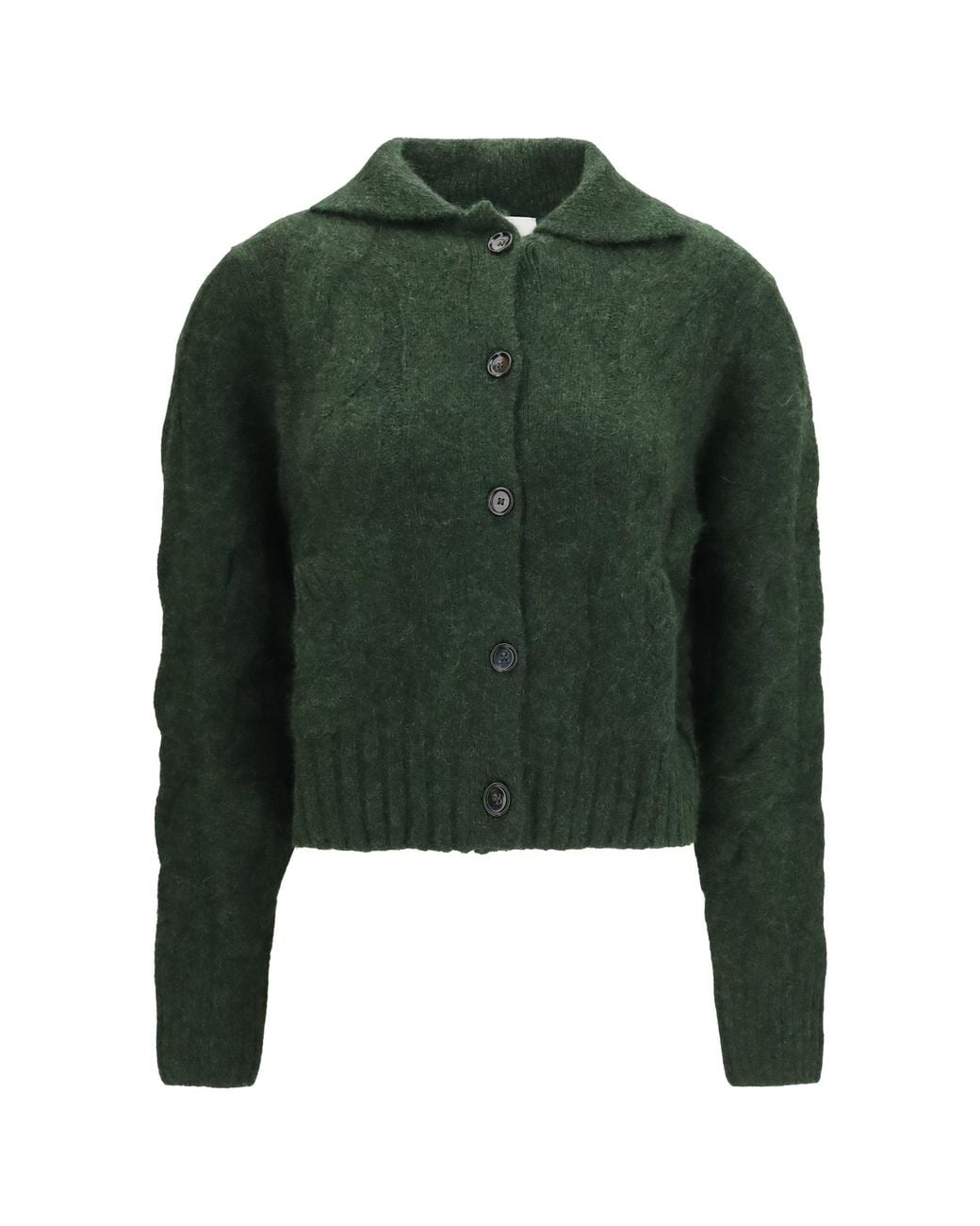 Allude Green Cashmere And Silk Sweater With Buttons