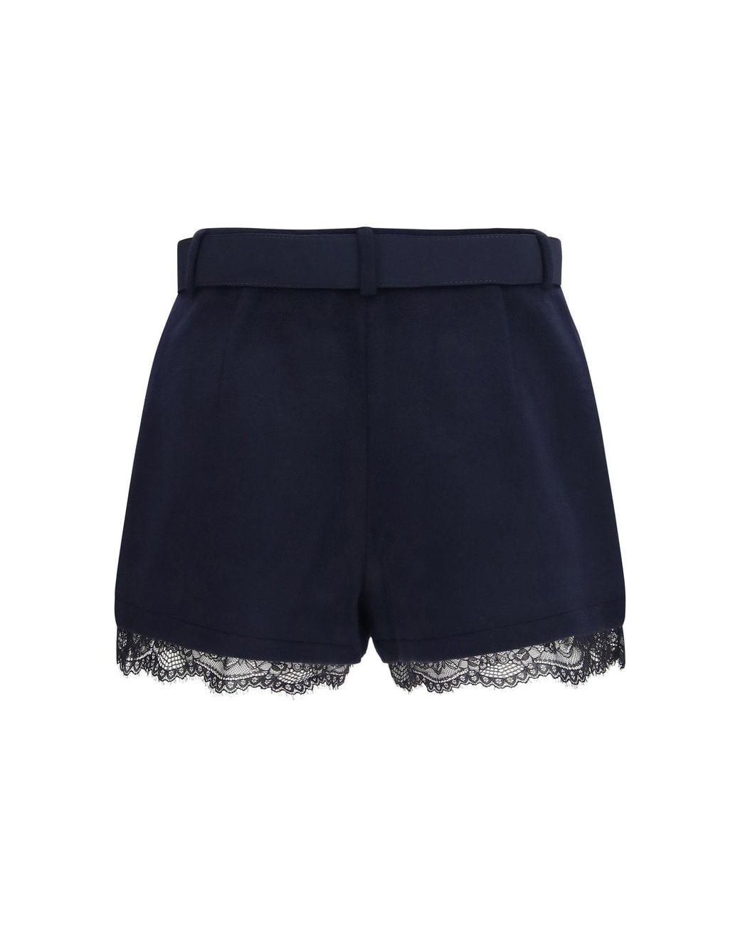 Self-Portrait Blue Wool Shorts With Lace