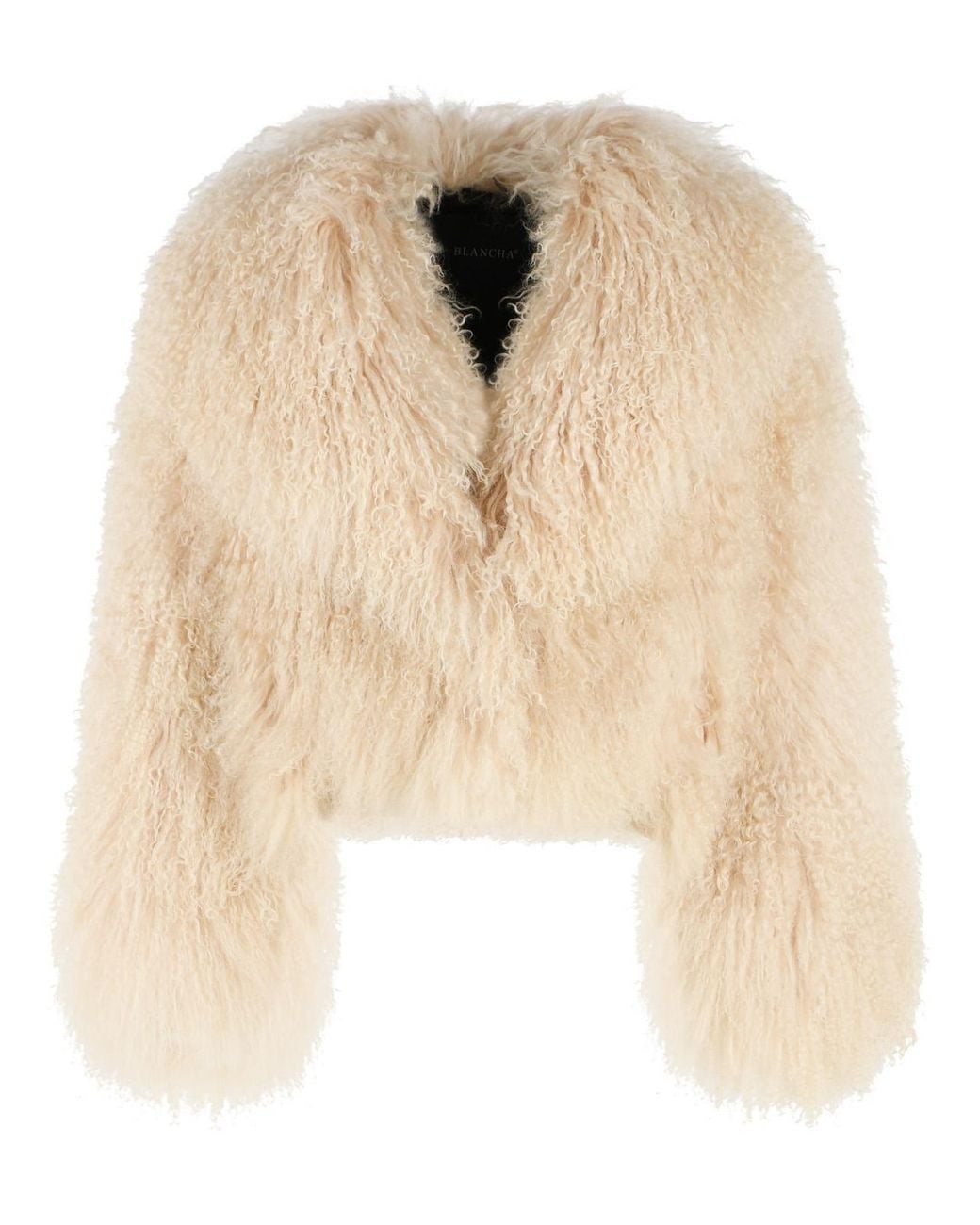Blancha Natural Fur Mongolia Cream Jacket