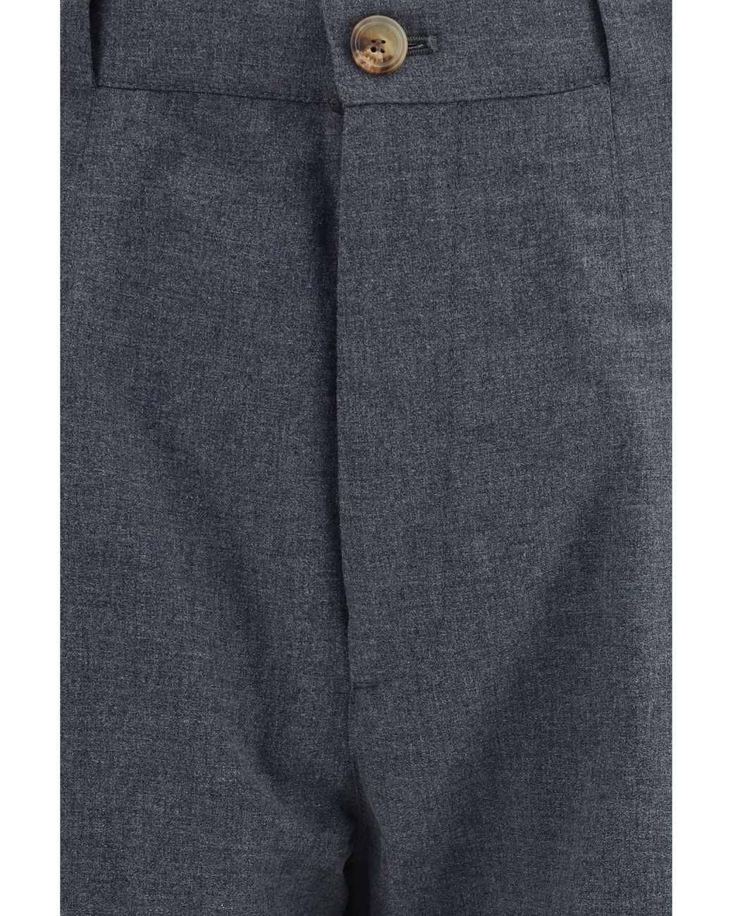 Brunello Cucinelli Blue Virgin Wool Canvas Pants Antracite for men