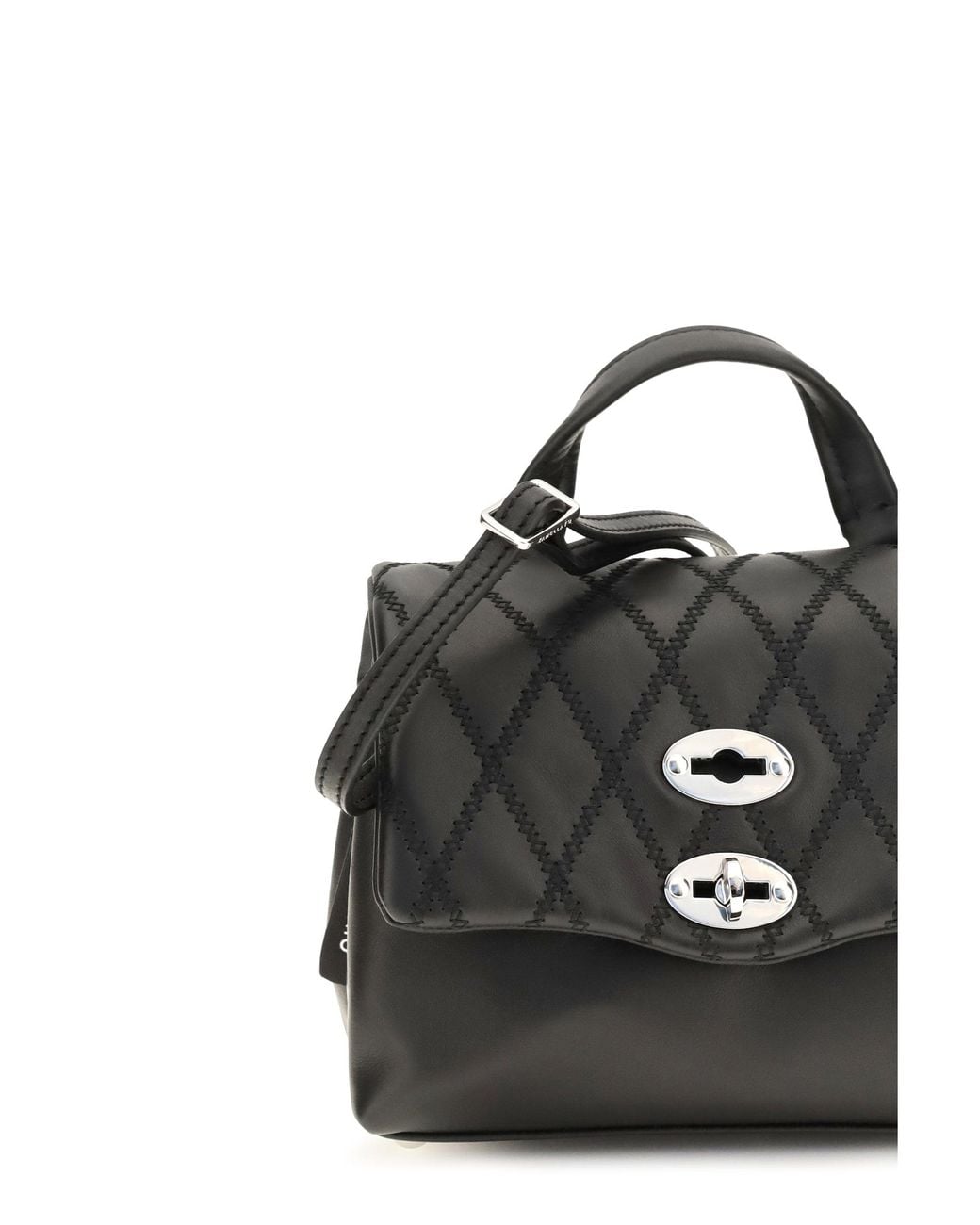 Zanellato Black Mini Postina Tramè Leather Top Handle Bag