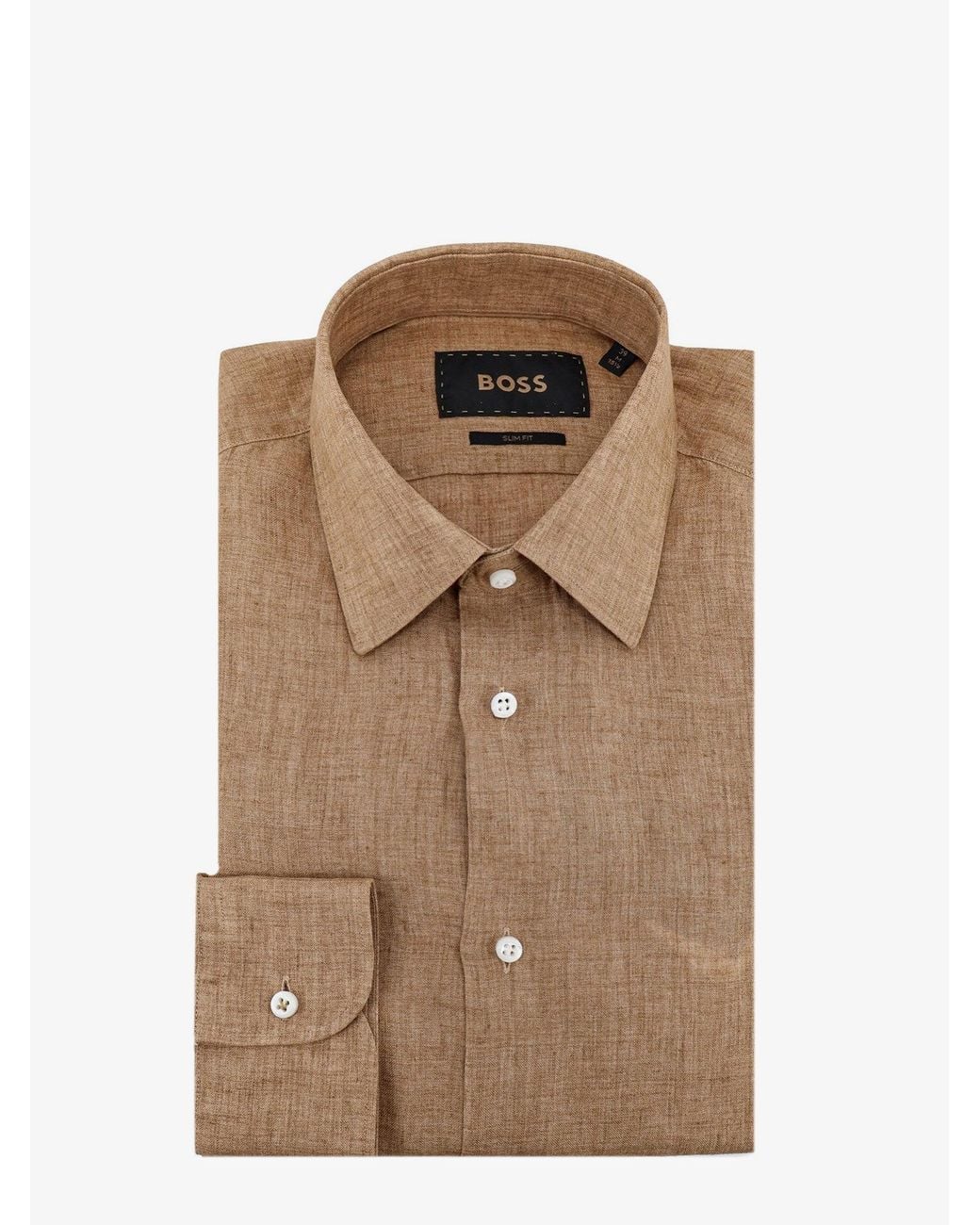 Boss Brown Linen Shirt for men
