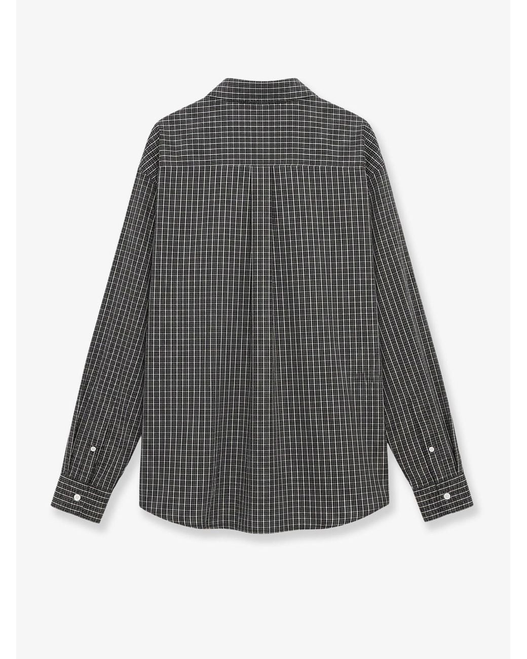 Loewe Gray Technical Cotton Shirt Check Pattern for men