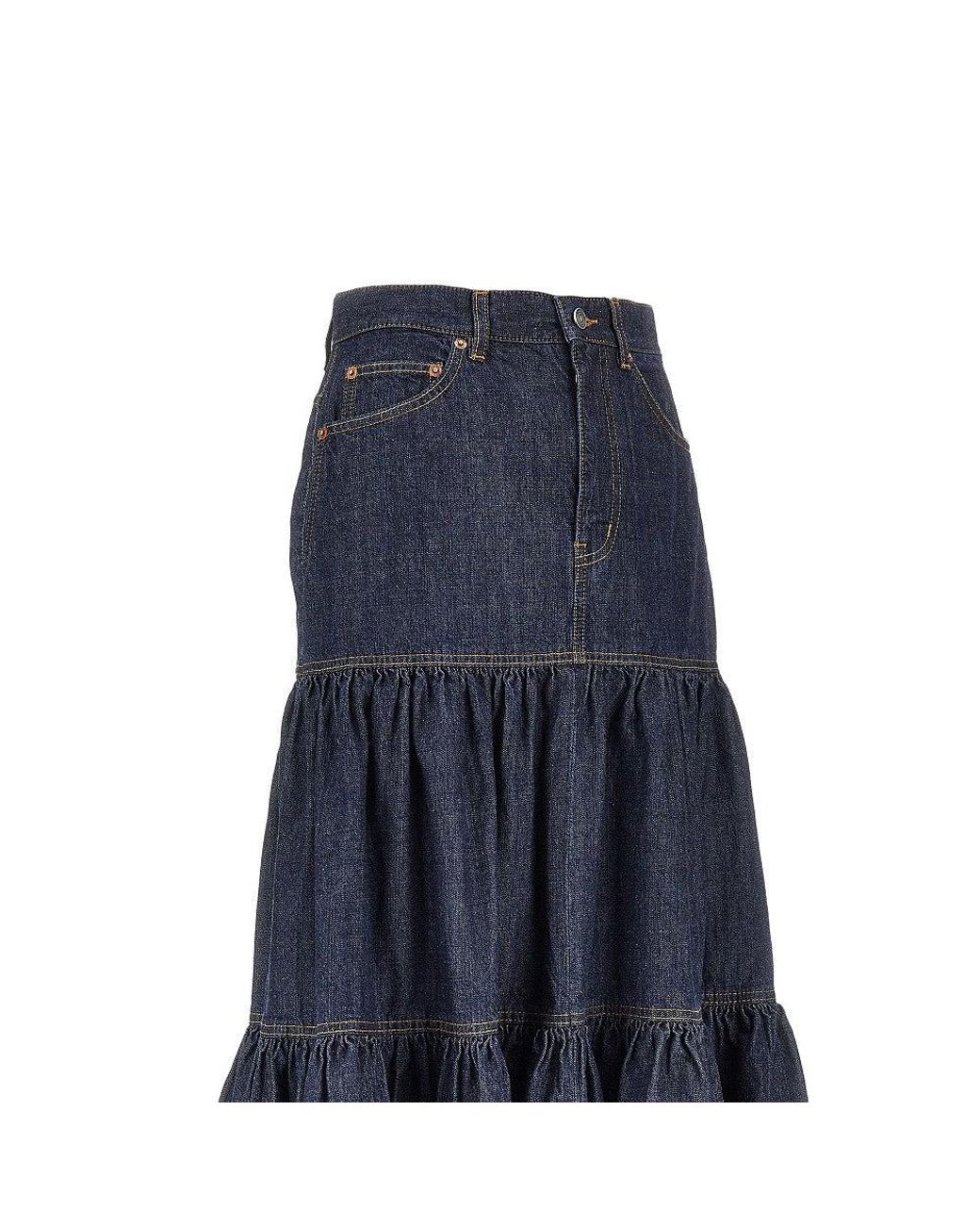 Saint Laurent Blue 'Country' Denim Skirt