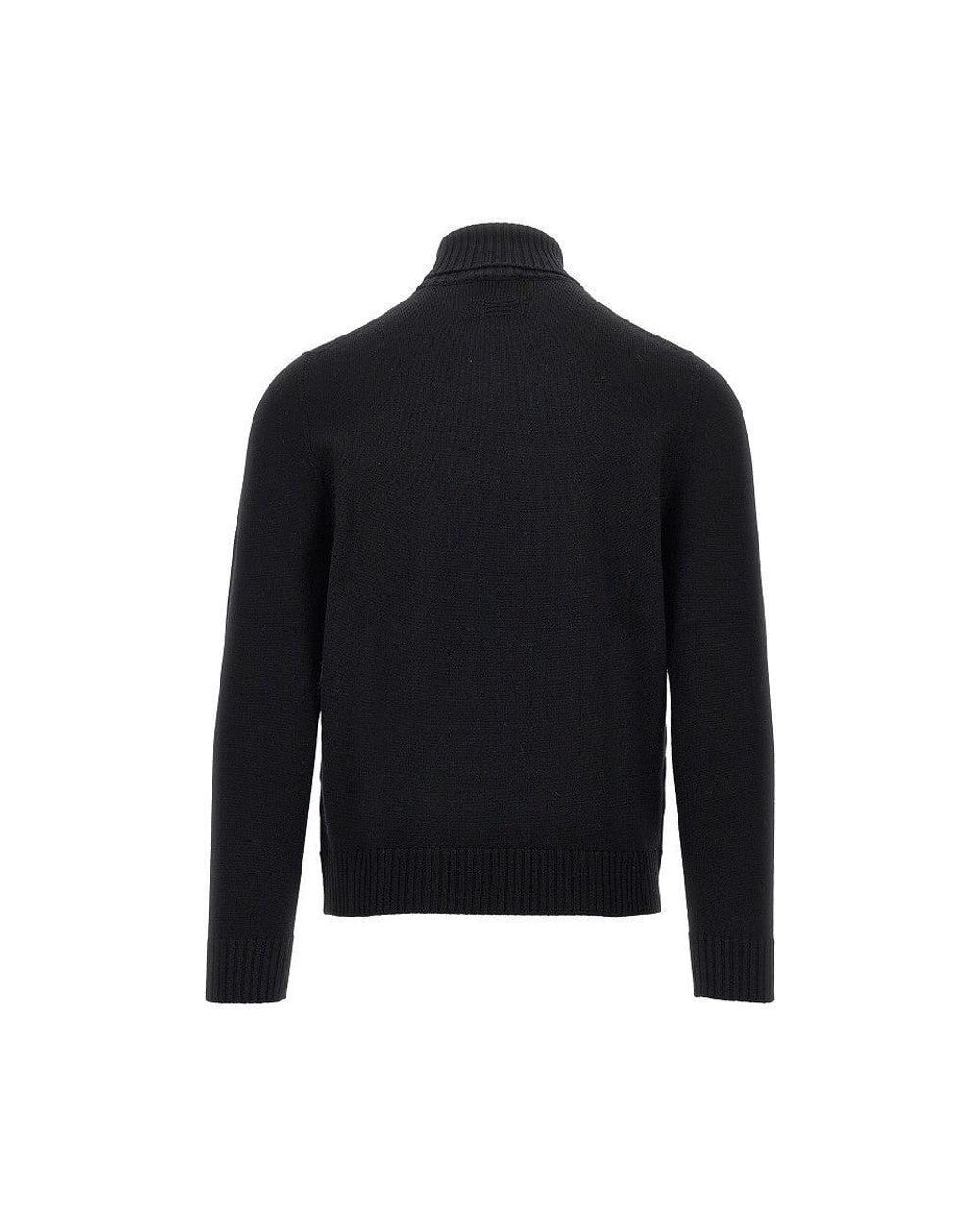 Drumohr Black Merino Wool Knitted Turtleneck for men