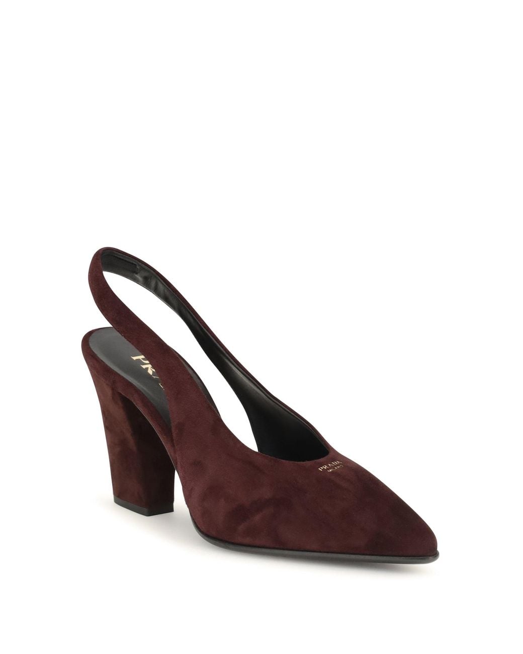 Prada Brown Slingback Suede Pumps Bordeaux