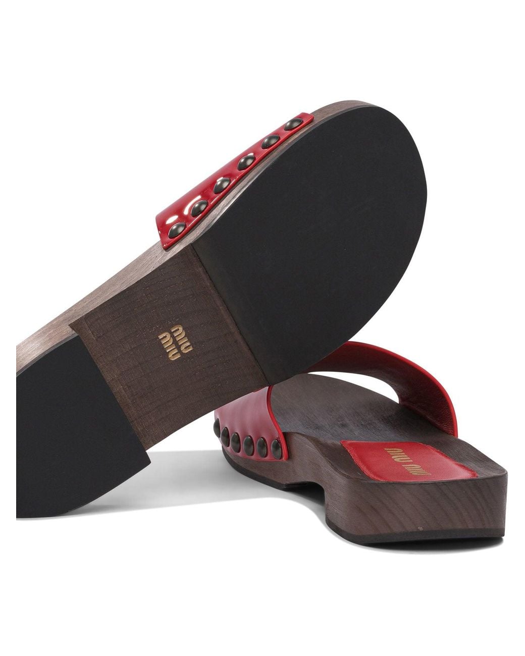 Miu Miu Red Patent Leather Clogs 30Mm