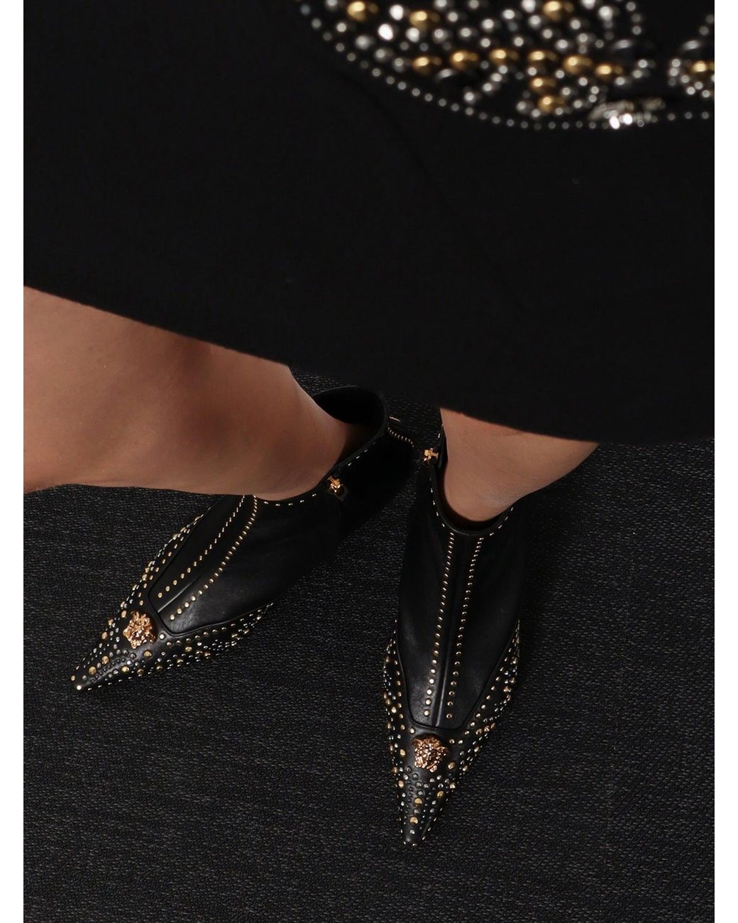 Versace Black Embroidered Wool Mini Dress