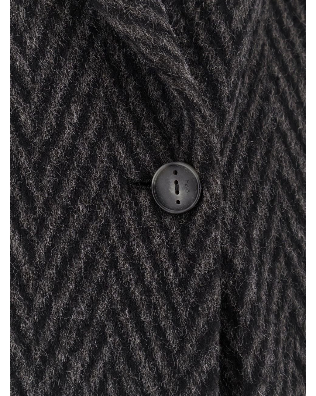 Hevò Black Santa Cesarea Wool Blend Coat for men