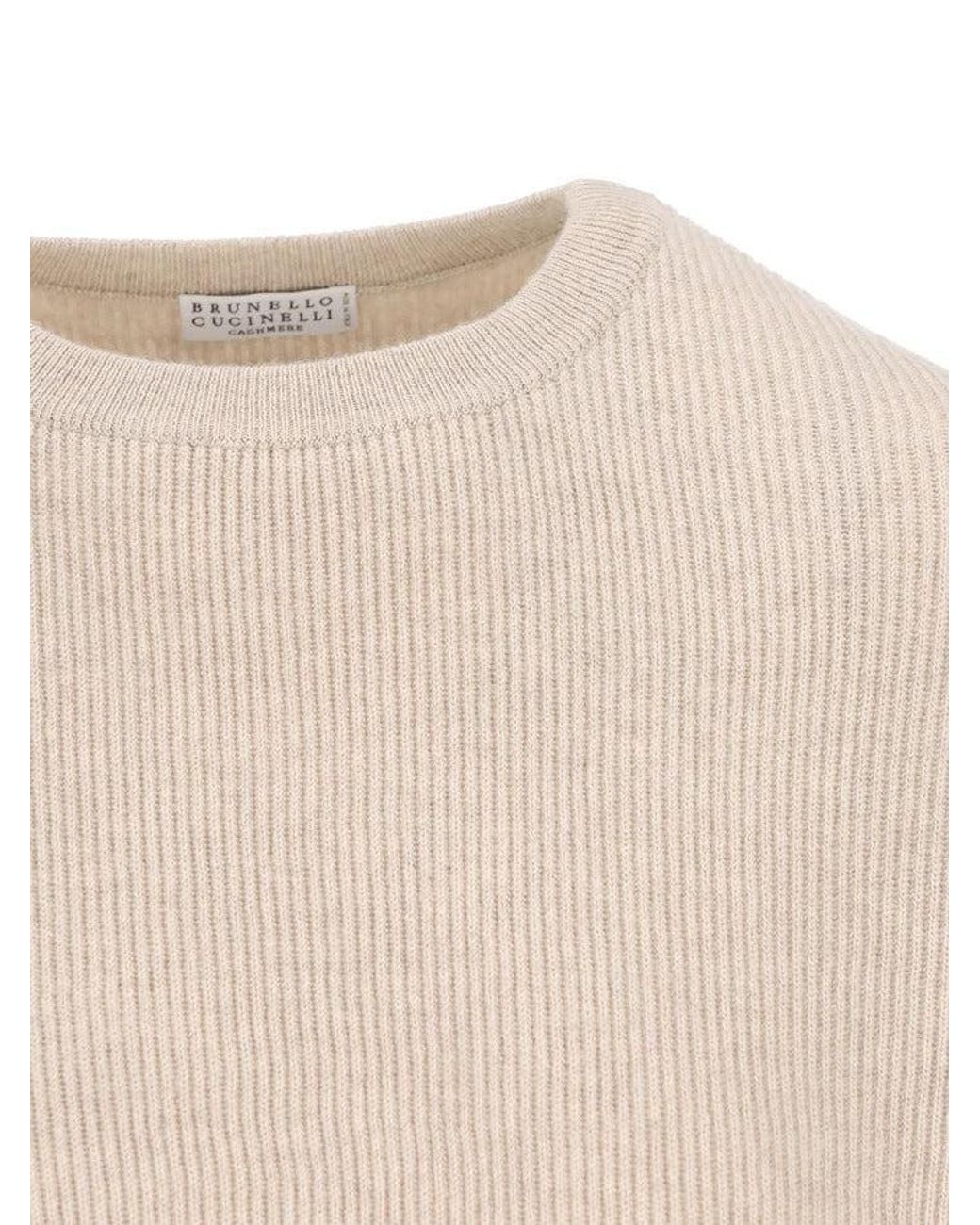 Brunello Cucinelli Natural Cashmere Crewneck Knitwear