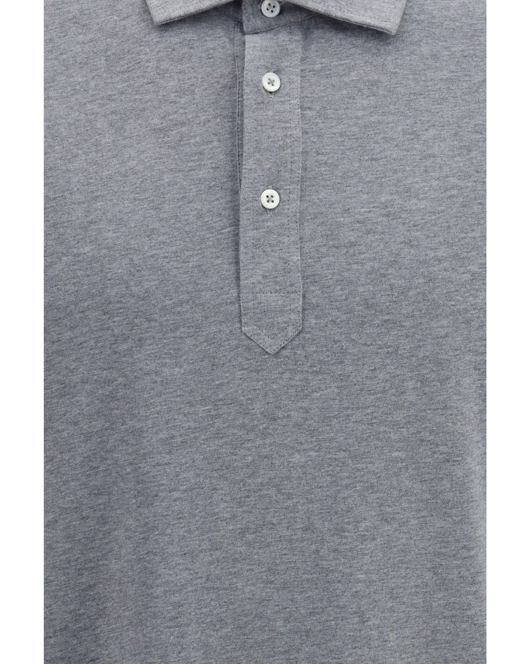 Brunello Cucinelli Gray Cotton Jersey Polo Shirt for men