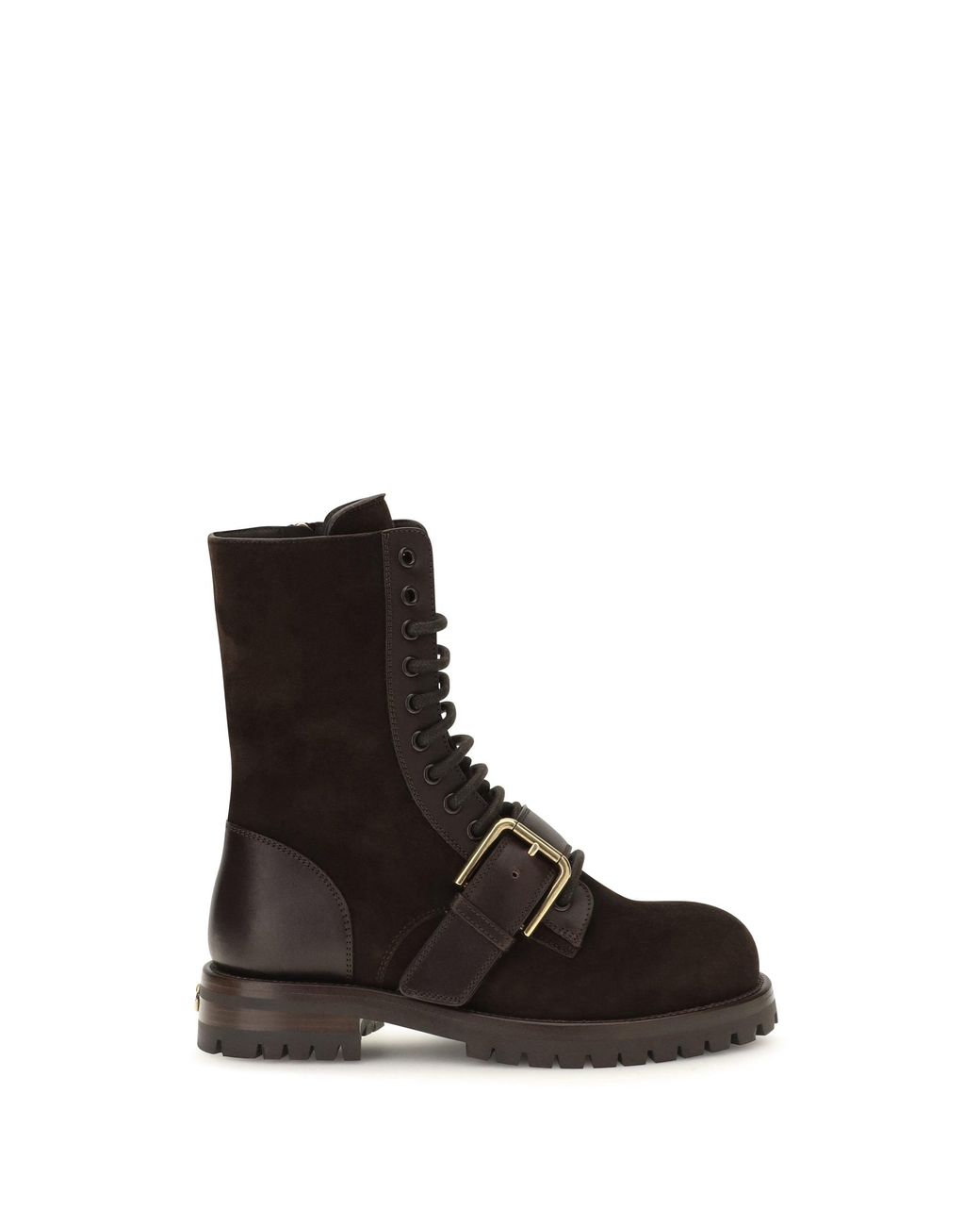 Dolce & Gabbana Black Dolce & Gabbana Leather And Suede Buckle Ankle Boots