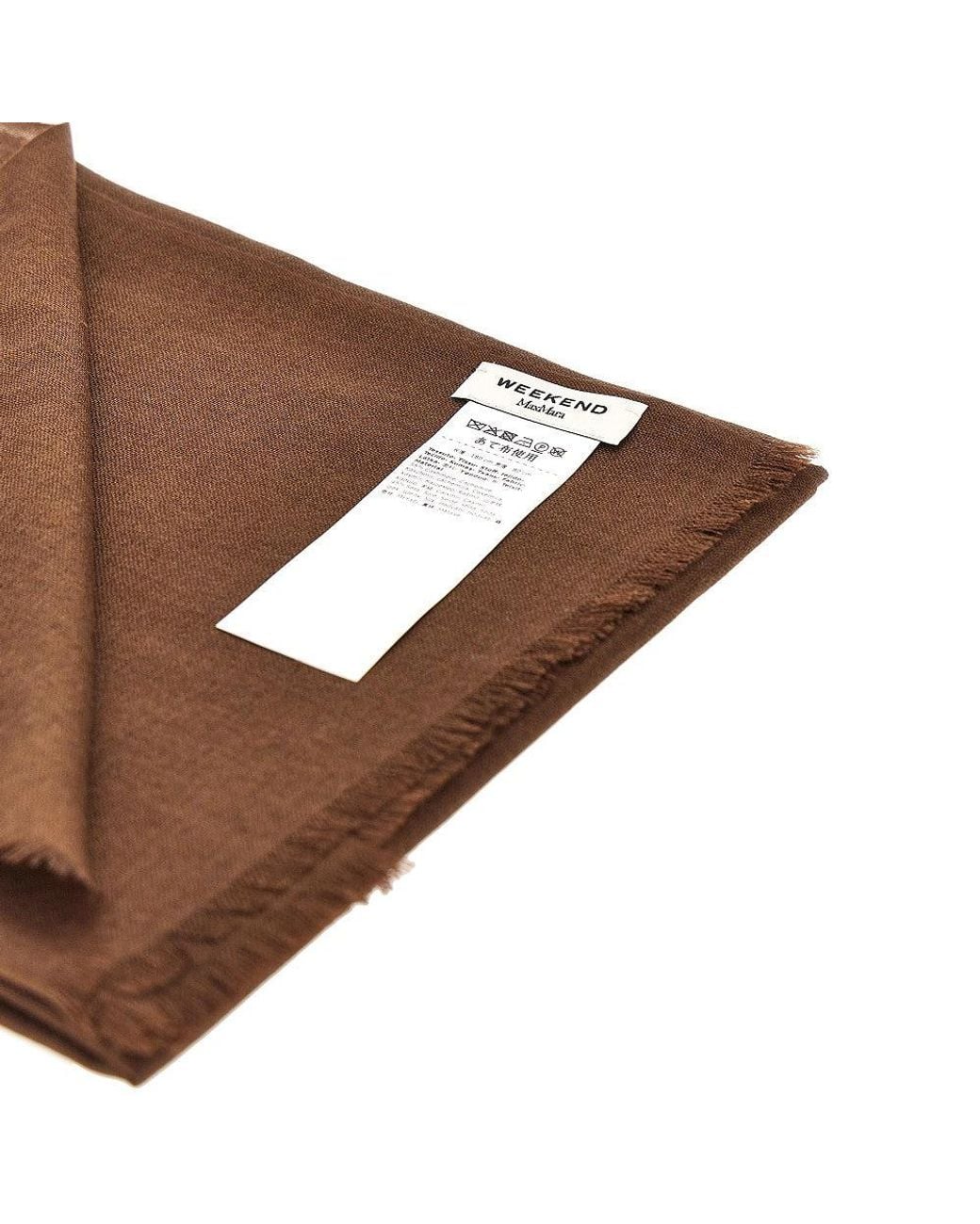 Weekend by Maxmara Brown Silk And Cashmere Scarf